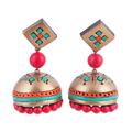 Golden Luxury,'Ceramic Dangle Earrings Handcrafted in India'