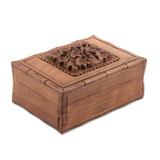 Walnut jewelry box, 'Kashmiri Flower' - Floral Wood Jewelry Box