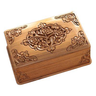 Mesmerizing Bouquets,'Handcrafted Indian Floral Wood Jewelry Box'