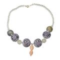 Elolo Beauty,'Ceramic and Recycled Glass Beaded Pendant Necklace'