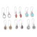 Everyday Gems,'Set of 6 Sterling Silver Gemstone Dangle Earrings from India'