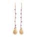 Falling Drops,'Handmade 22k Gold Plated Sterling Silver Amethyst Earrings'