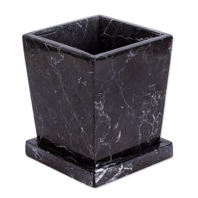 Black and White Contempo,'Modern Natural Black and White Marble Flower Pot'