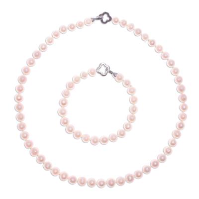 Precious Dream in Peach,'Artisan Crafted Cultured Pearl Jewelry Set'