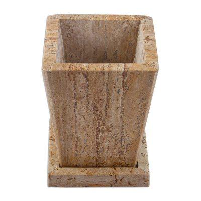 Earth Contempo,'Modern Flower Pot of Brown Marble ...