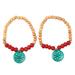 Fascinating Delight in Blue,'Wood Beaded Stretch Bracelets (Pair)'