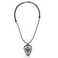 Marquesa Tattoo,'Tattoo Design Wood and Cow Bone Pendant Necklace from Bali'