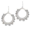 Glamorous Petals,'Petal Pattern Sterling Silver Dangle Earrings from India'