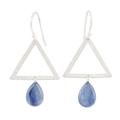 Blue Triangle,'Kyanite and Sterling Silver Triangle Dangle Earrings'