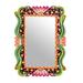 Floral Enchantment,'Multicolored Wood Wall Mirror'