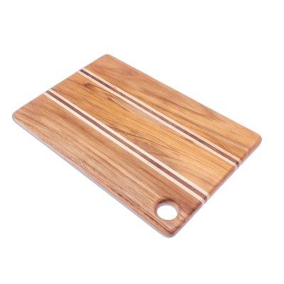 Stylish Chef,'Striped Teak Wood Cutting Board Crafted in Thailand'