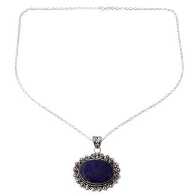 True Admiration,'India Lapis Lazuli Necklace Artisan Crafted with 925 Silver'