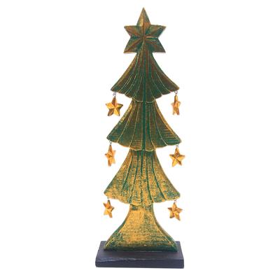 Starry Christmas Tree,'Wood Christmas Tree Tabletop Decor from Bali'