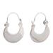 Gleaming Crescent Moons,'Crescent Sterling Silver Hoop Earrings from Mexico'
