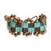 Atitlan Checks,'Bronze and Turquoise Beaded Bracelet'