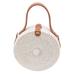 Blanc,'Natural Fiber and Leather Round Sling Bag'