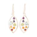 Leafy Chakra,'Sterling Silver Dangle Earrings with Chakra Gemstones'