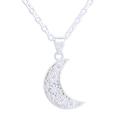 Flower Moon,'Cubic Zirconia and Rainbow Moonstone Pendant Necklace'