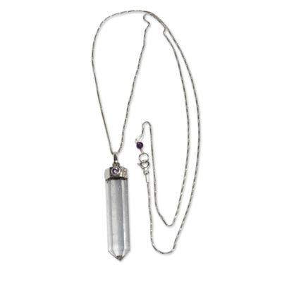 Crystal Clarity,'Crystal Quartz and Amethyst Necklace from Brazil'