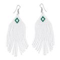 Mount Kenya,'White and Turquoise Beaded Long Earrings'