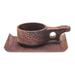 Natural Blend in Dark Brown,'Handmade Teak Wood Cup and Saucer in Dark Brown'