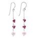 Sweet Essence,'Long Sterling Silver Garnet and Pearl Earrings'