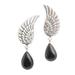 On the Wings of Midnight,'Onyx Sterling Silver Dangle Earrings Wings'