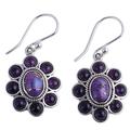 Purple Blossoms,'Amethyst and Purple Composite Turquoise Dangle Earrings'