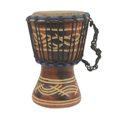 Little Brown,'8-inch Handcrafted Brown Wood Djembe...