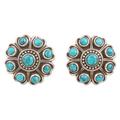 Charming Mysticism,'Reconstituted Turquoise and Sterling Silver Button Earrings'