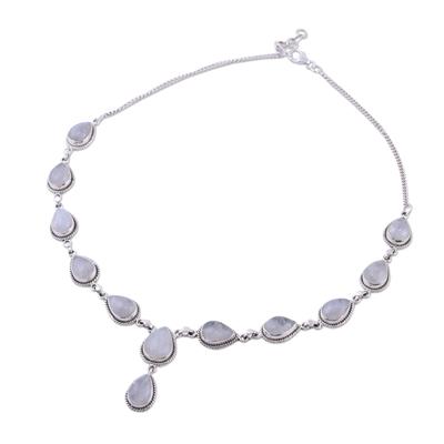 Mystical Charm,'Rainbow Moonstone and Sterling Silver Necklace from India'