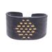 Diamond Pagoda,'Diamond Pattern Leather and Brass Cuff Bracelet'