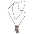 'Wise Owl' - Sterling Silver and Amethyst Pendant Necklace