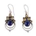Radiant Harmony,'Citrine and Lapis Lazuli Dangle Earrings by Indian Artisans'