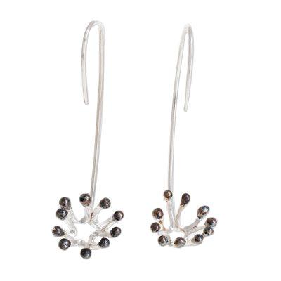 Dandelion,'Sterling Silver Dandelion Drop Earrings from Costa Rica'