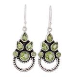 Radiant Green,'Sterling Silver and Peridot Bollywood Glam Earrings'