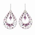 Purple Drop Sparkle,'Double Drop Dangle Earrings With Purple Crystal Beads'