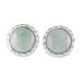 Apple Green Moon,'Sterling Silver Stud Earrings with Apple Green Jade Circles'