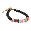 Midnight Gems,'Handcrafted Beaded Bracelet with Onyx and Quartz Gems'