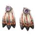 Magic Feather,'Amethyst and Sterling Silver Drop Earrings'