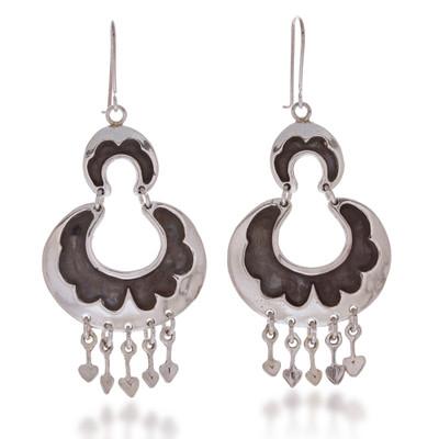 Sterling silver dangle earrings, 'Half Moons'