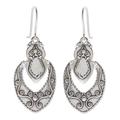 Sterling silver dangle earrings, 'Baroque Medallion'