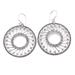 Patterned Wheels,'Circular Sterling Silver Dangle Earrings from Bali'