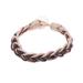 Earthy Combo,'Brown Leather Coconut Fiber Cotton and Bone Braided Bracelet'