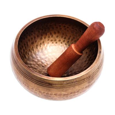 Singing Spirit,'Handcrafted Hammered Brass Singing Bowl with Wood Striker'