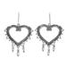 Sterling silver heart earrings, 'Heart of Frida'