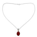 Carnelian pendant necklace, 'Radiant Facets'