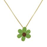 Zinnia Charm in Green,'22k Gold Plated Green Zinnia Flower Pendant from Thailand'