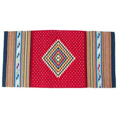 Oaxaca Diamond,'Multicolored Handwoven Geometric 2.5 x 5 Zapotec Area Rug'