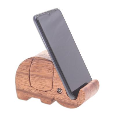 Pretty Elephant,'Hand-Carved Wood Phone Holder'